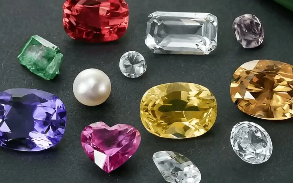 high quality photo of emeralds, rubies, and yellow sapphires